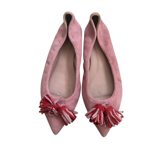 J CREW Pink Suede Tassle Pointed Flats Size 6.5 - Picture 5 of 8